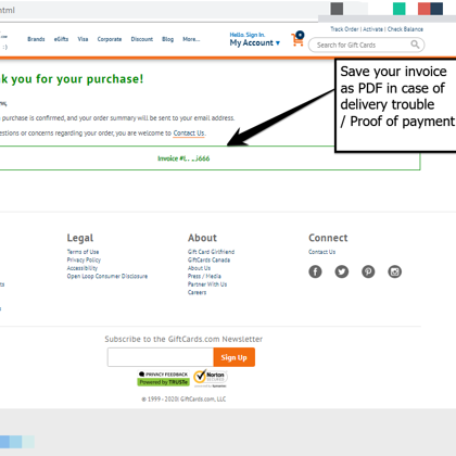 Save your invoice PDF proof of payment 